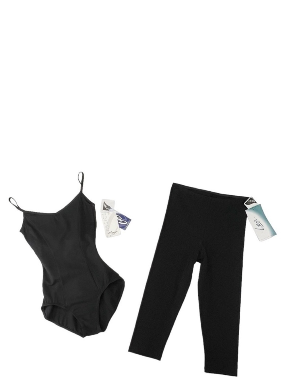 Capezio Black Cami Leotard Small **Tall** + Leo’s Black Crop Pants Leggings NWT